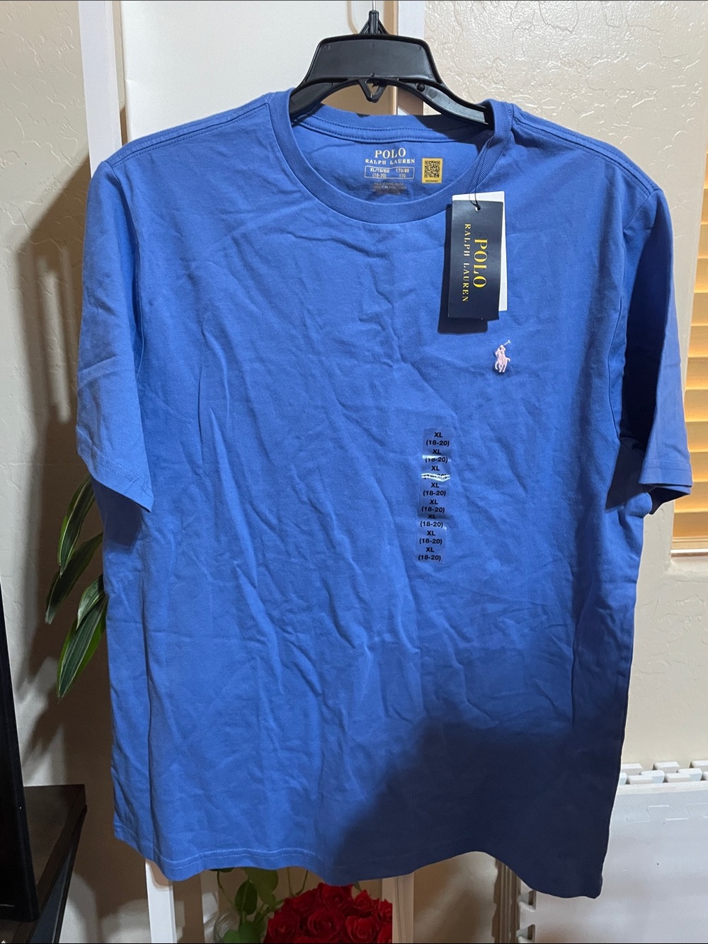 Polo by Ralph Lauren Short Sleeve Crew Tee in Blue with Pink Pony